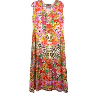 JOHNNY WAS BOHO Wild Garden Sides Slit Knit Dress SZ Medium
